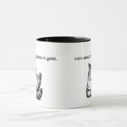 Mug L'Écriture Est Difficile—Les Chats Le Rendent Plus (Centre)