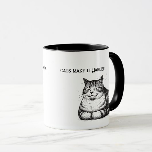 Mug L'Écriture Est Difficile—Les Chats Le Rendent Plus (Devant droit)