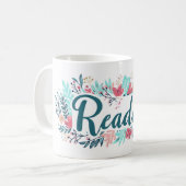 Mug Lecteur Fleurs colorées Slogan (Devant gauche)
