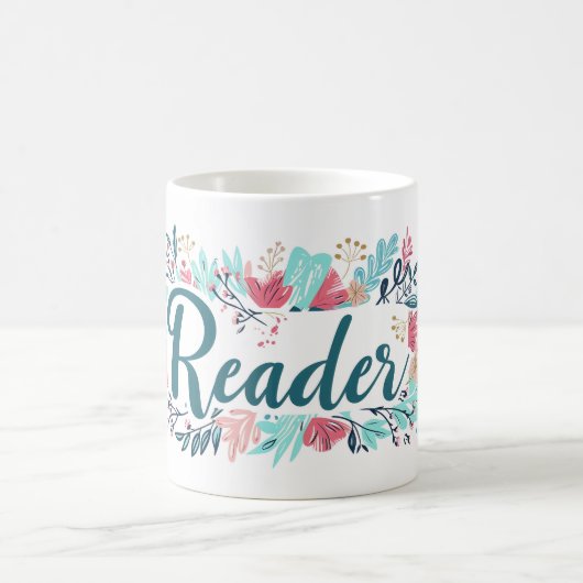 Mug Lecteur Fleurs colorées Slogan (Centre)