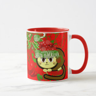 Mug Lecteurs de peinture rouge et verte pour chats gru