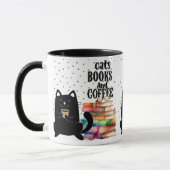 Mug Lecture de livres avec jolie Chat Noir : Livre Lov (Gauche)