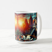 Mug Lecture d'une femme dans la fenêtre de la ville av (Devant droit)