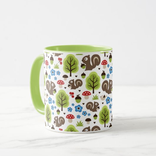 Mug L'écureuil dans le Motif de la forêt de chênes (Devant gauche)