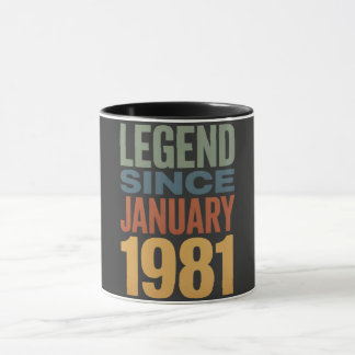 Mug Legend Since January 1981 Retro Birthday Classic