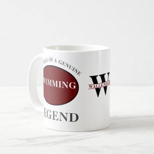 Mug Légende de natation Monogramme Ajouter votre nom A (Devant gauche)