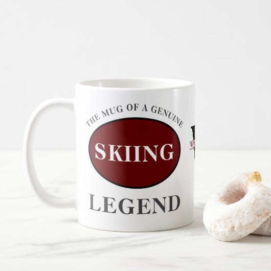 Mug Légende du ski Monogramme Ajouter votre nom Annive (Avec donut)