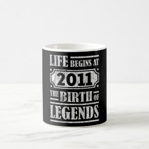 Mug Légende Rétro Né en 2011 Cadeau d'anniversaire vin