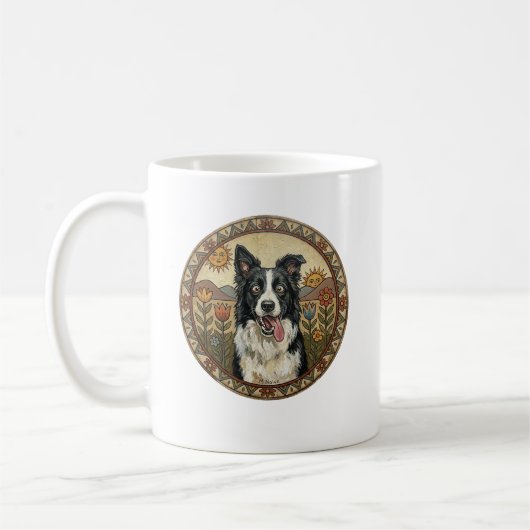 Mug L'Einstein des landes : Border Collie Folk Art (Gauche)