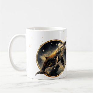 Mug L'élégance cosmique, la baleine dorée et noire