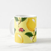 Mug Lemon Ladybug : Motif jaune tropical. (Devant gauche)