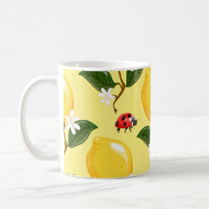 Mug Lemon Ladybug : Motif jaune tropical.