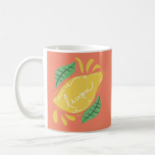 Mug Lemon Lettrage Dessiné à la Main Citron Jaune Vert