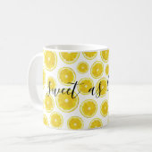 Mug Lemon Slice moderne drôle de citation personnelle (Devant gauche)