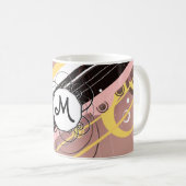 Mug Lémonade rose, rayures modernes rétro avec Monogra (Devant droit)