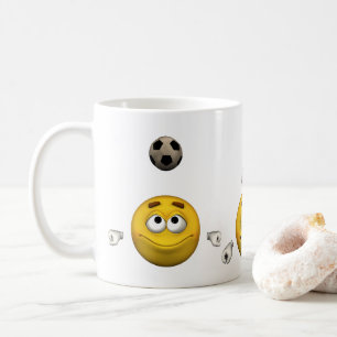 Mug L'émoticône joue au football, style de bande