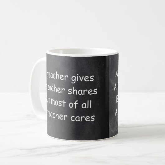 Mug L'enseignant donne des actions Cares Chalkboard Id (Devant gauche)