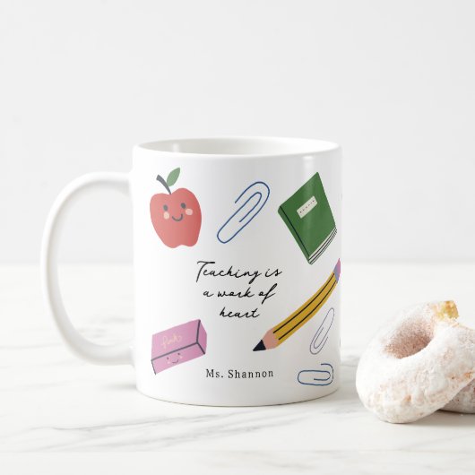 Mug L'enseignement est une oeuvre de coeur (Avec donut)