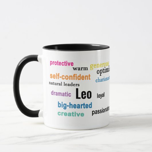 Mug Leo coloré Traits signe zodiaque Nom personnalisé (Gauche)
