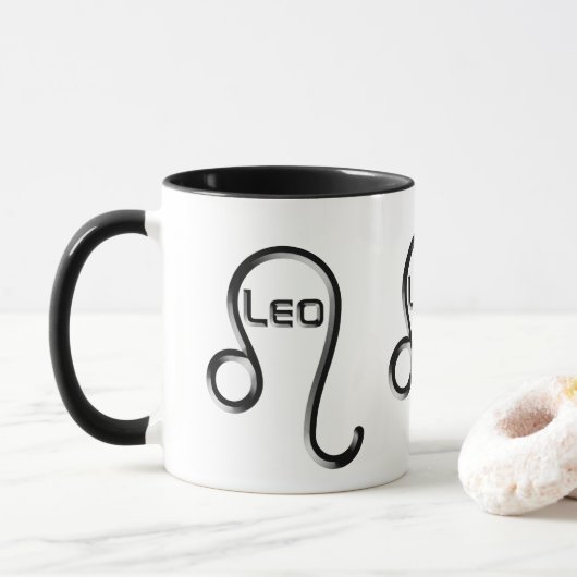 Mug LEO, Conception abstraite du signe zodiaque, (Avec donut)