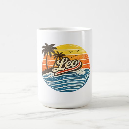 Mug Leo Retro Sunset Name Design (Centre)