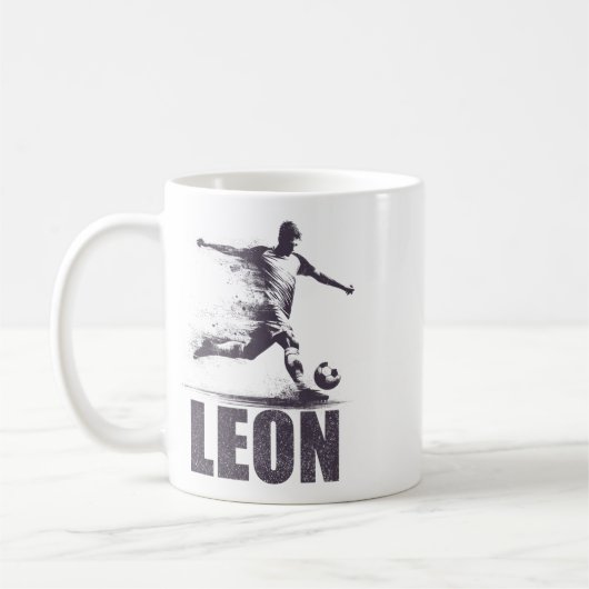 Mug Leon Soccer Boys Personalized First Name Leon (Gauche)