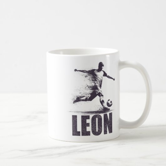 Mug Leon Soccer Boys Personalized First Name Leon  (Droite)