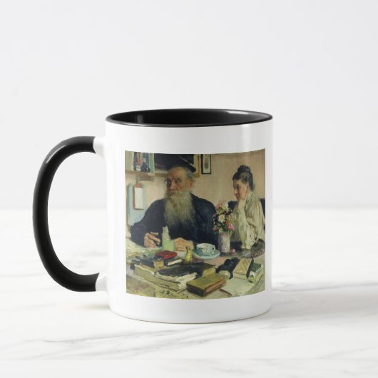 Mug Léon Tolstoï avec son épouse dans Yasnaya Polyana (Gauche)
