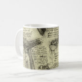 Mug Leonardo da Vinci Vintage Anatomie humaine Larynx  (Devant gauche)