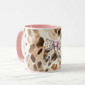 Mug Léopard à coeur avec noeud rose (Devant gauche)