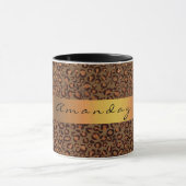 Mug Leopard Animal Black Honey Gold Stripe Nom du café (Centre)