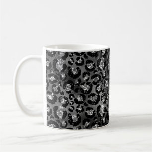 Mug Leopard Cheetah Print Black Silver Grey