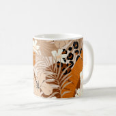Mug Léopard fourrure tropicale feuille fleurs d'hibisc (Devant droit)
