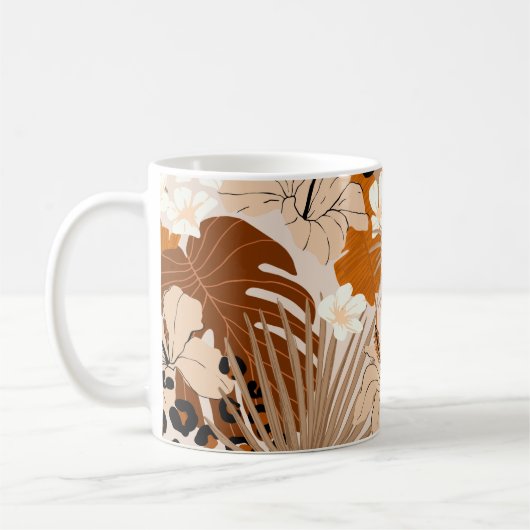 Mug Léopard fourrure tropicale feuille fleurs d'hibisc (Gauche)