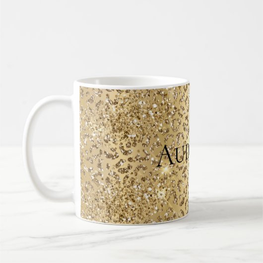 Mug Léopard glam jaune or brillant Parties scintillant (Gauche)