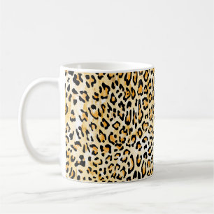 Mug leopard jaune et blanc dessiné à la main