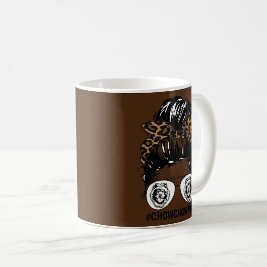 Mug Leopard Messy Cheveux Bun Chow Chow Maman Pour Fem (Devant droit)