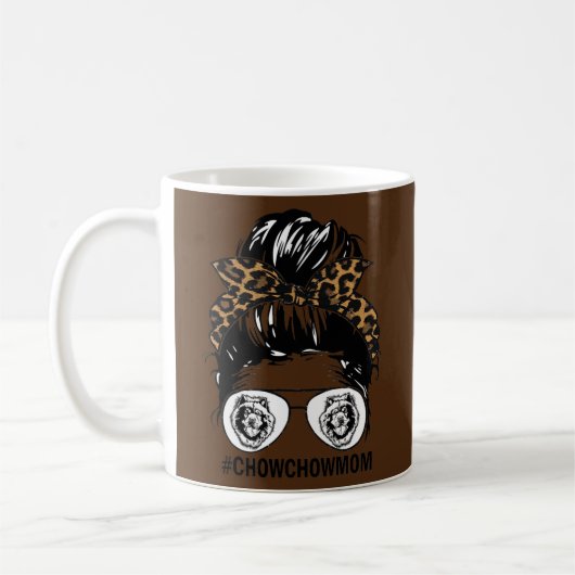 Mug Leopard Messy Cheveux Bun Chow Chow Maman Pour Fem (Gauche)