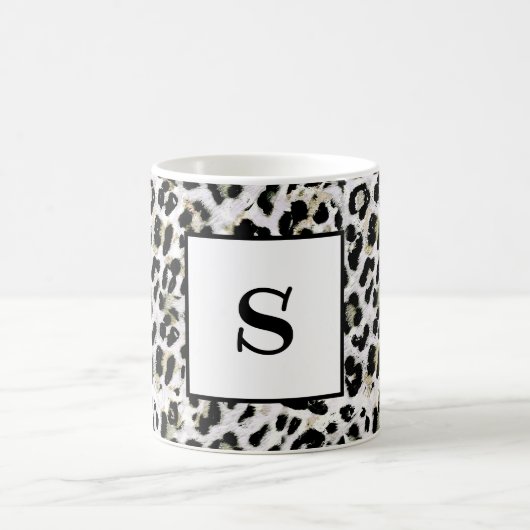 Mug Leopard - Monogramme tacheté, personnalisé, (Centre)