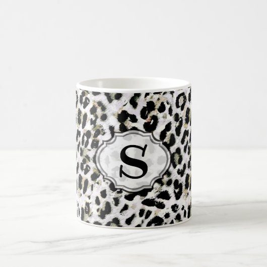 Mug Leopard - Monogramme tacheté, personnalisé, (Centre)