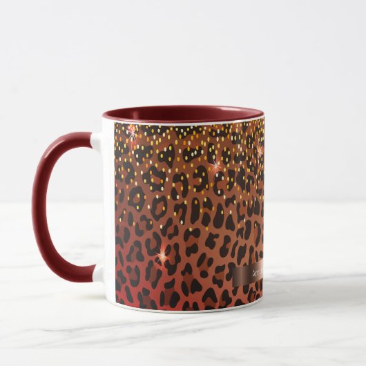 Mug Leopard motif brun noir bronze doré (Gauche)