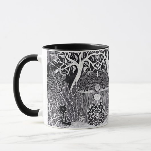 Mug Léopard noir dans la jungle - dessin au crayon, (Gauche)