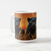 Mug Léopard noir et savane africaine (Devant gauche)