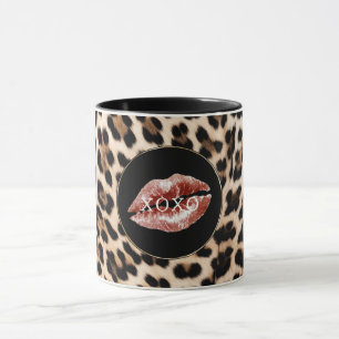 Mug Leopard Print Lèvres Rouges XOXO