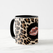 Mug Leopard Print Lèvres Rouges XOXO (Devant gauche)