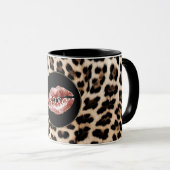 Mug Leopard Print Lèvres Rouges XOXO (Devant droit)