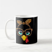 Mug Leopard Print Thanksgiving Funny Turkey Face Gles  (Gauche)