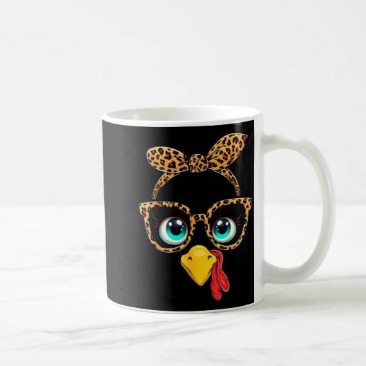 Mug Leopard Print Thanksgiving Funny Turkey Face Gles  (Droite)