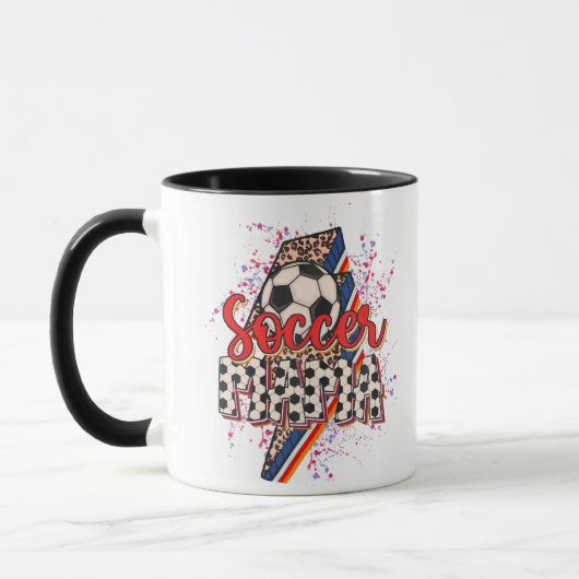 Mug Leopard Soccer Mama Éclair Bolt Sport Maman Mothe (Gauche)