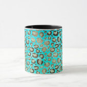 Mug Léopard turquoise brillant personnalisé (Centre)